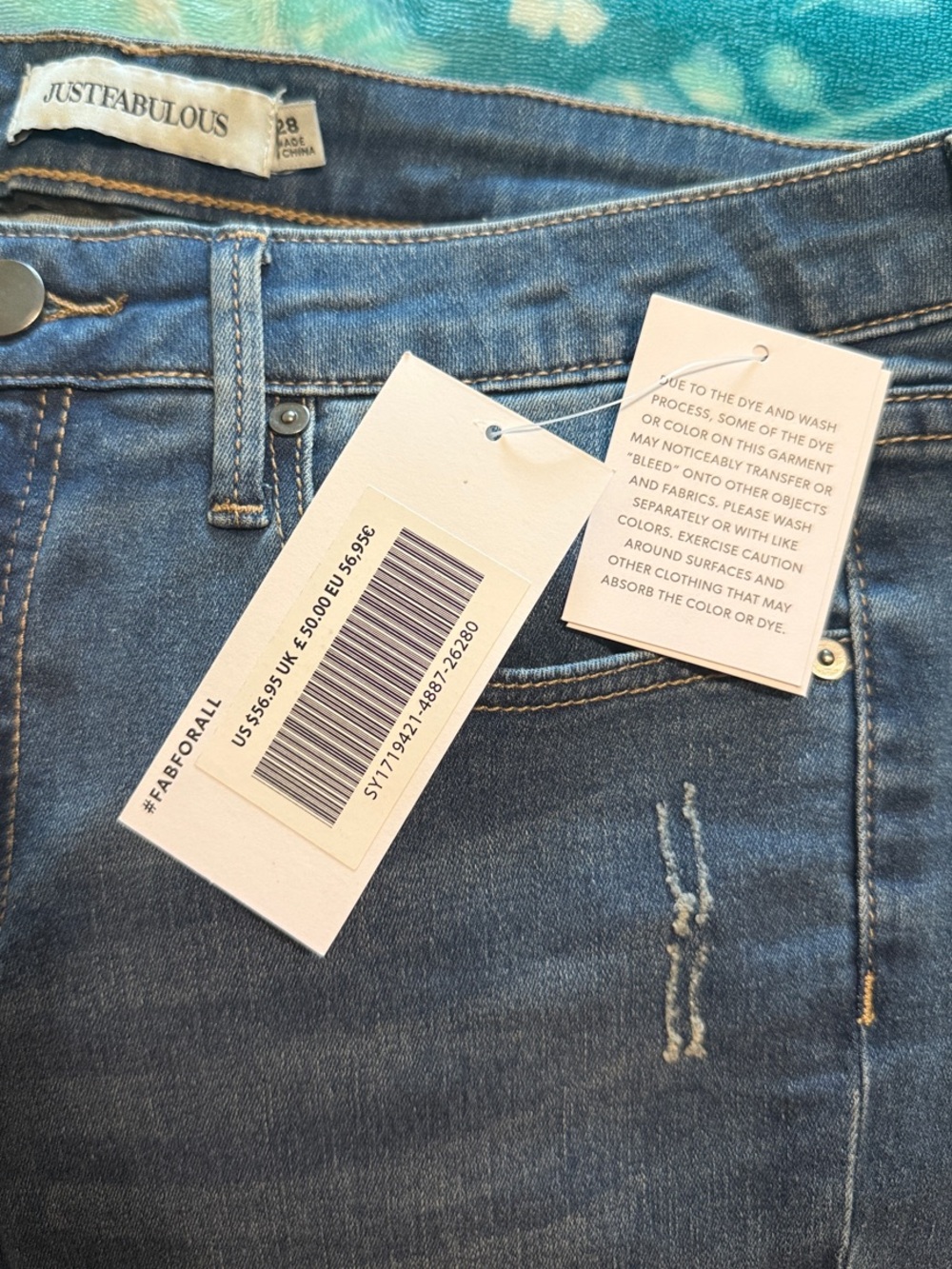 JustFab Women's Medium Blue Skinny Jeans with Light Distressing